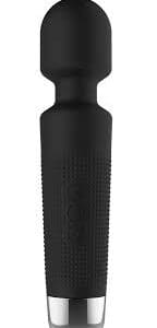 Black textured water bottle with a sleek design.