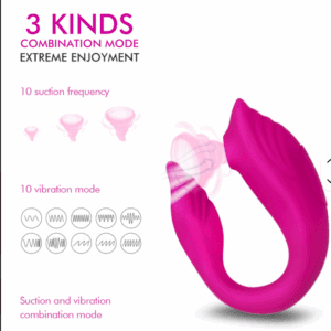 Pink dual-mode vibrator with suction and vibration functions.