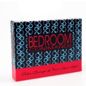 Box of Bedroom Commands game with playful design and slogan.